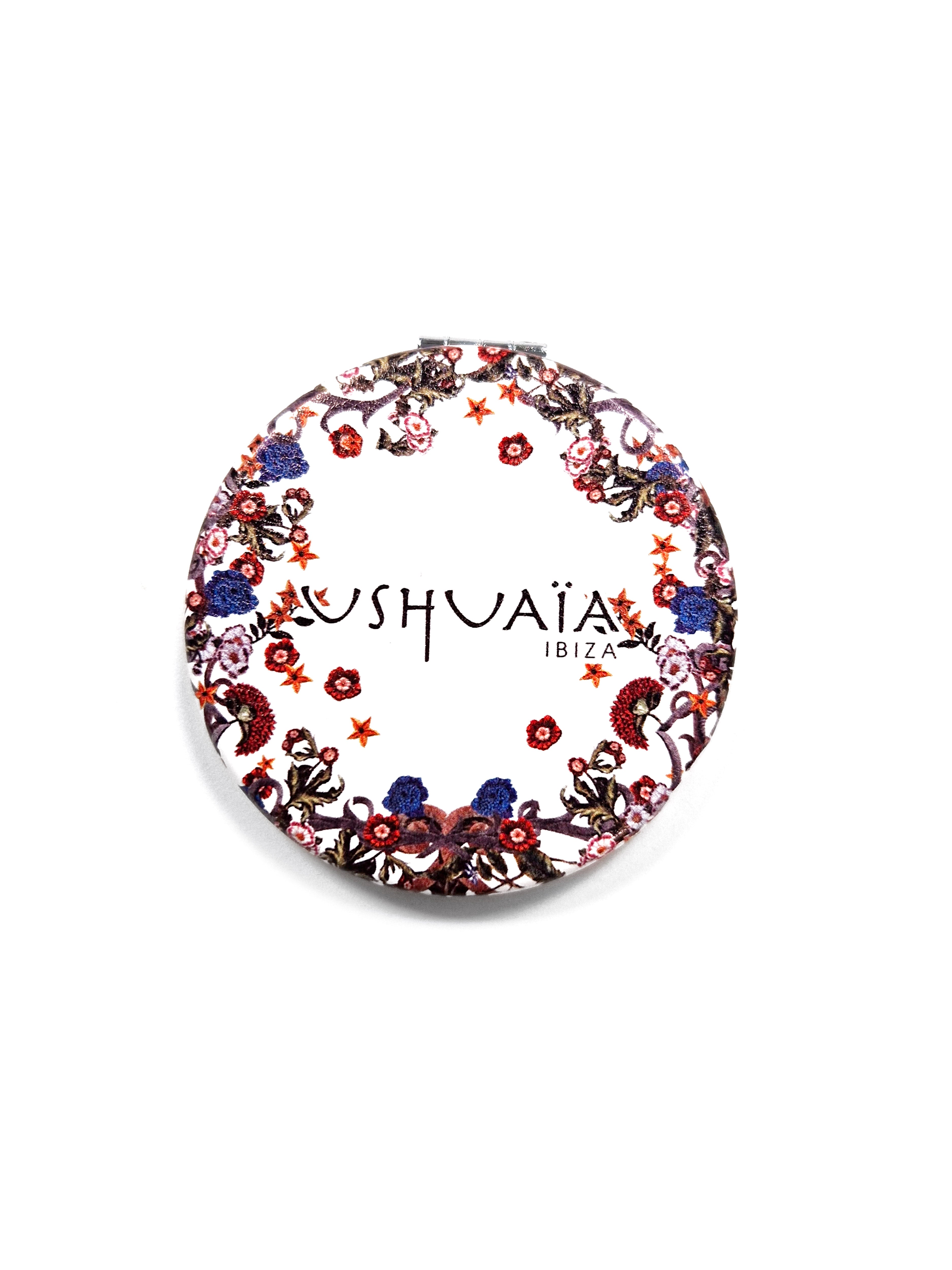 Ushuaïa Ibiza compact metallic mirror with engraved logo