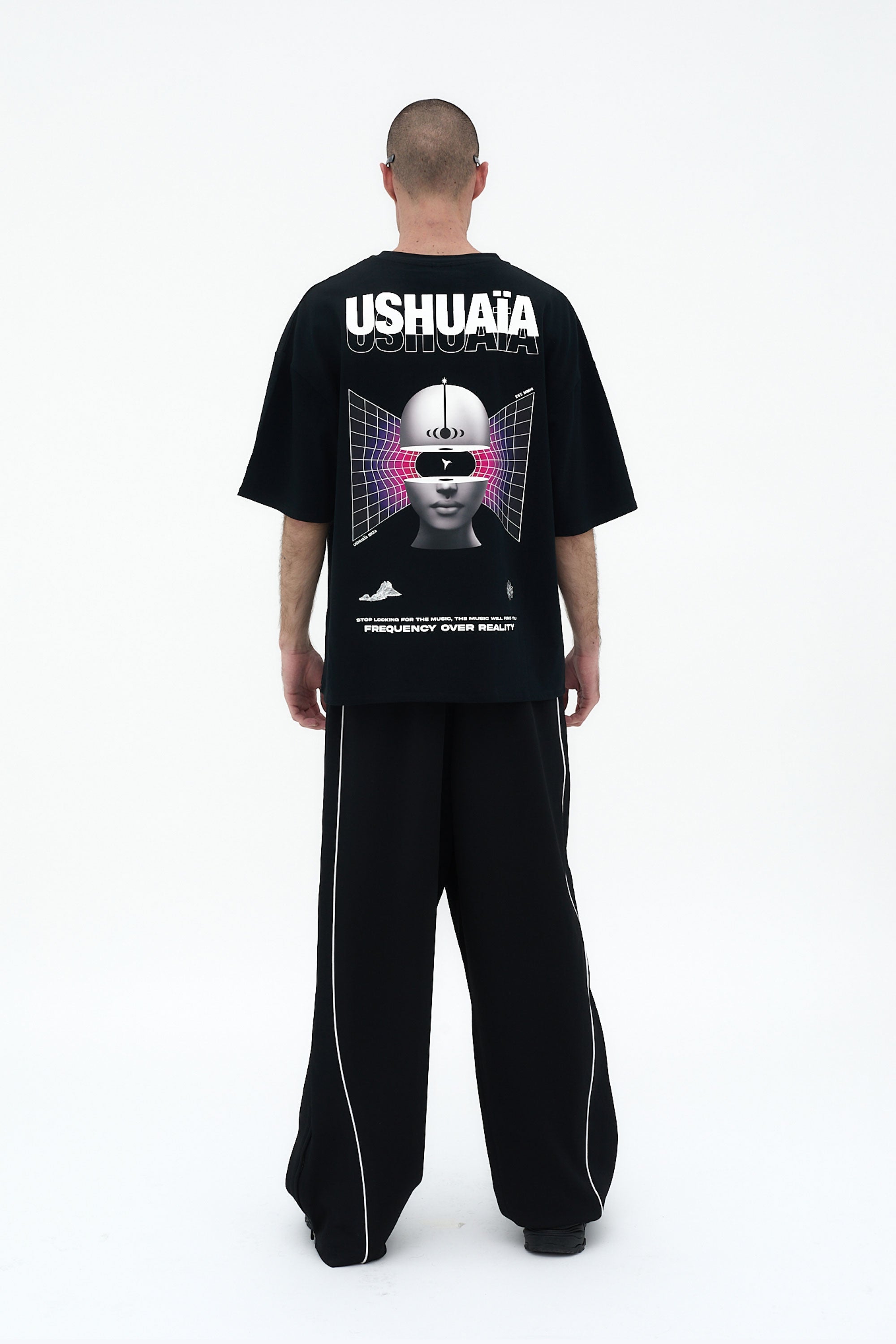 camiseta super oversize hombre algodón silicon wash logo ushuaïa delantero y espalda ibiza