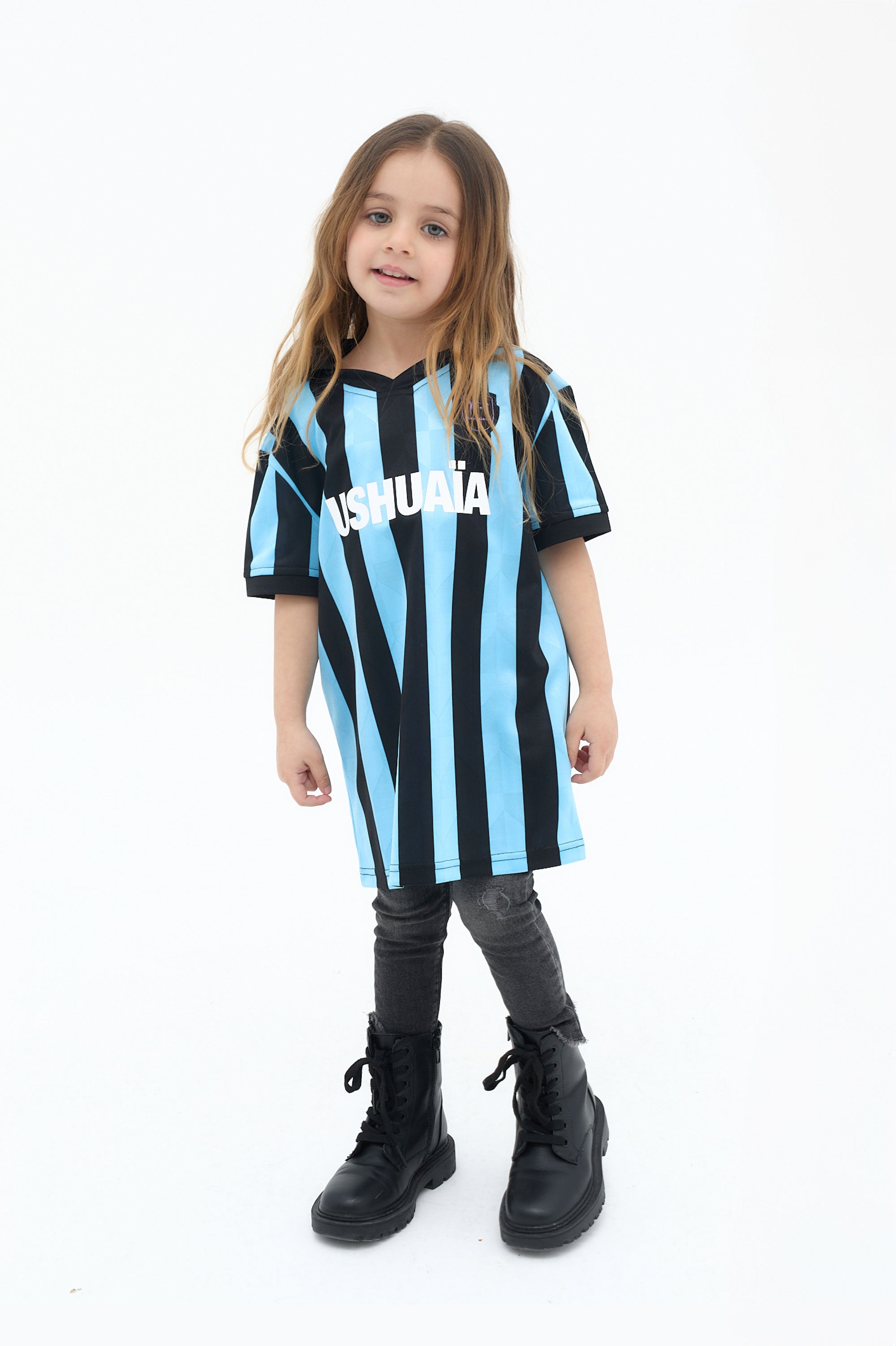 camiseta football niño jacquard rayas logo ushuaïa
