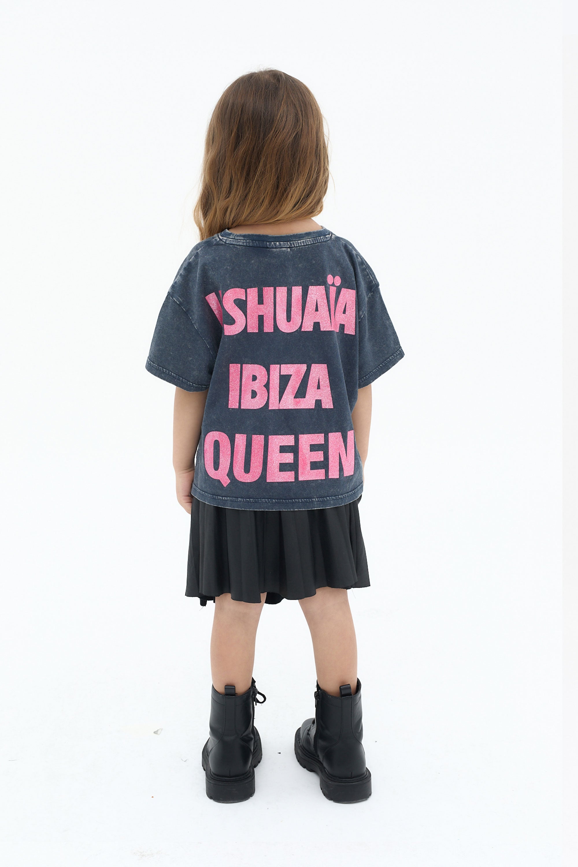camiseta niña azul snow wash logo ushuaia