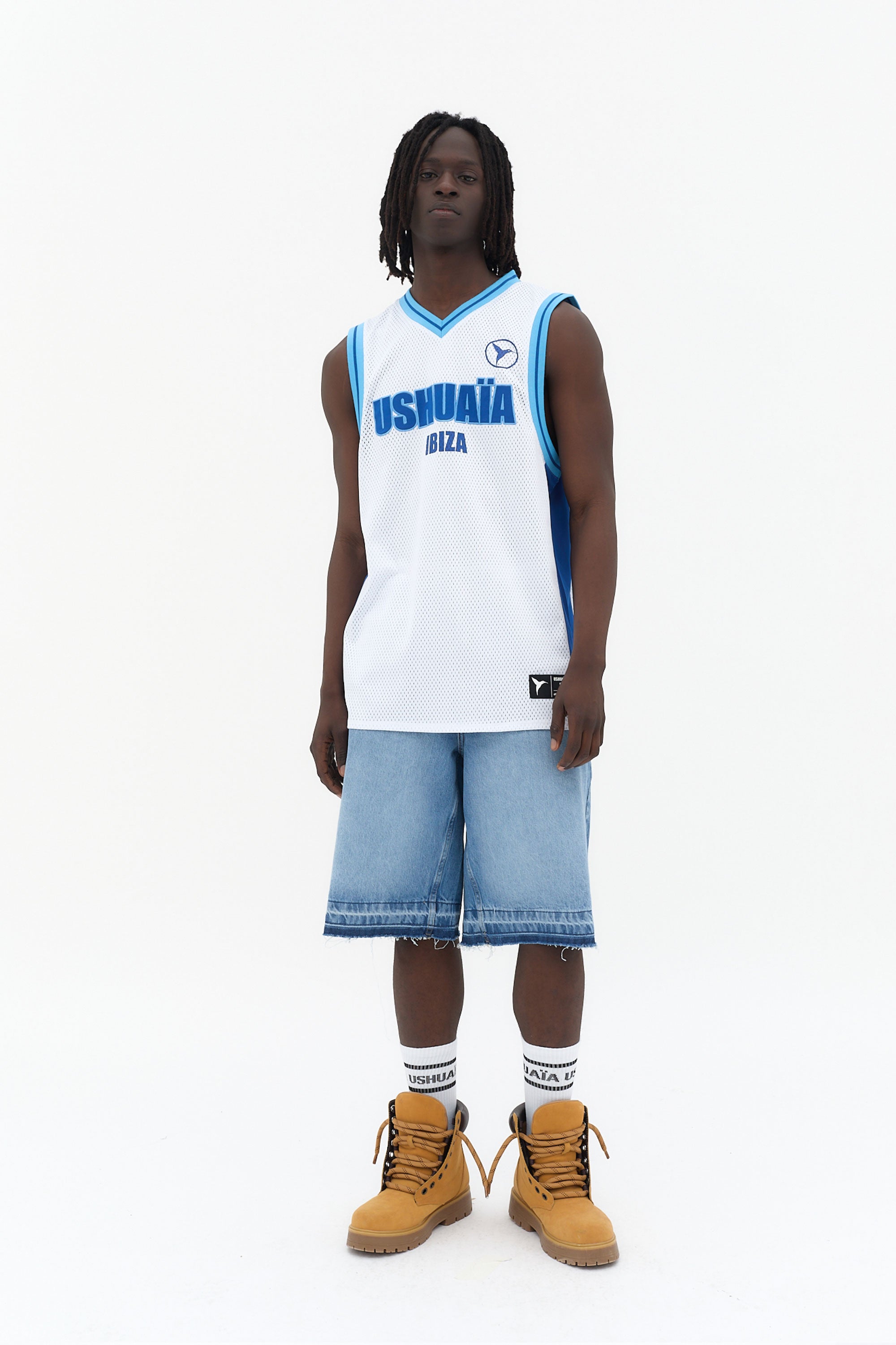 camiseta sin mangas hombre poliéster mesh logo ushuaïa delantero y espalda ibiza