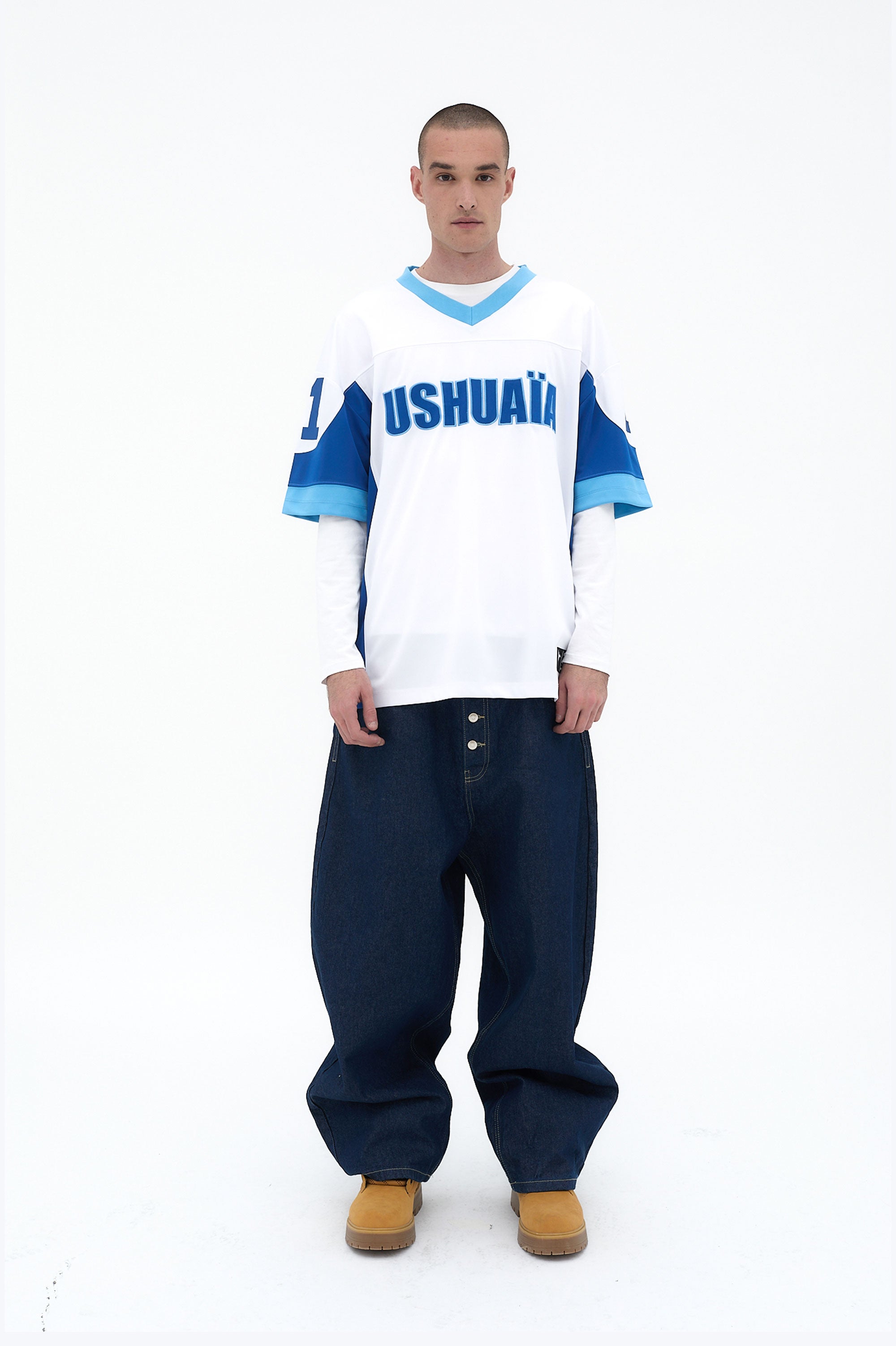 camiseta rugby hombre poliéster logo ushuaïa delantero y espalda ibiza
