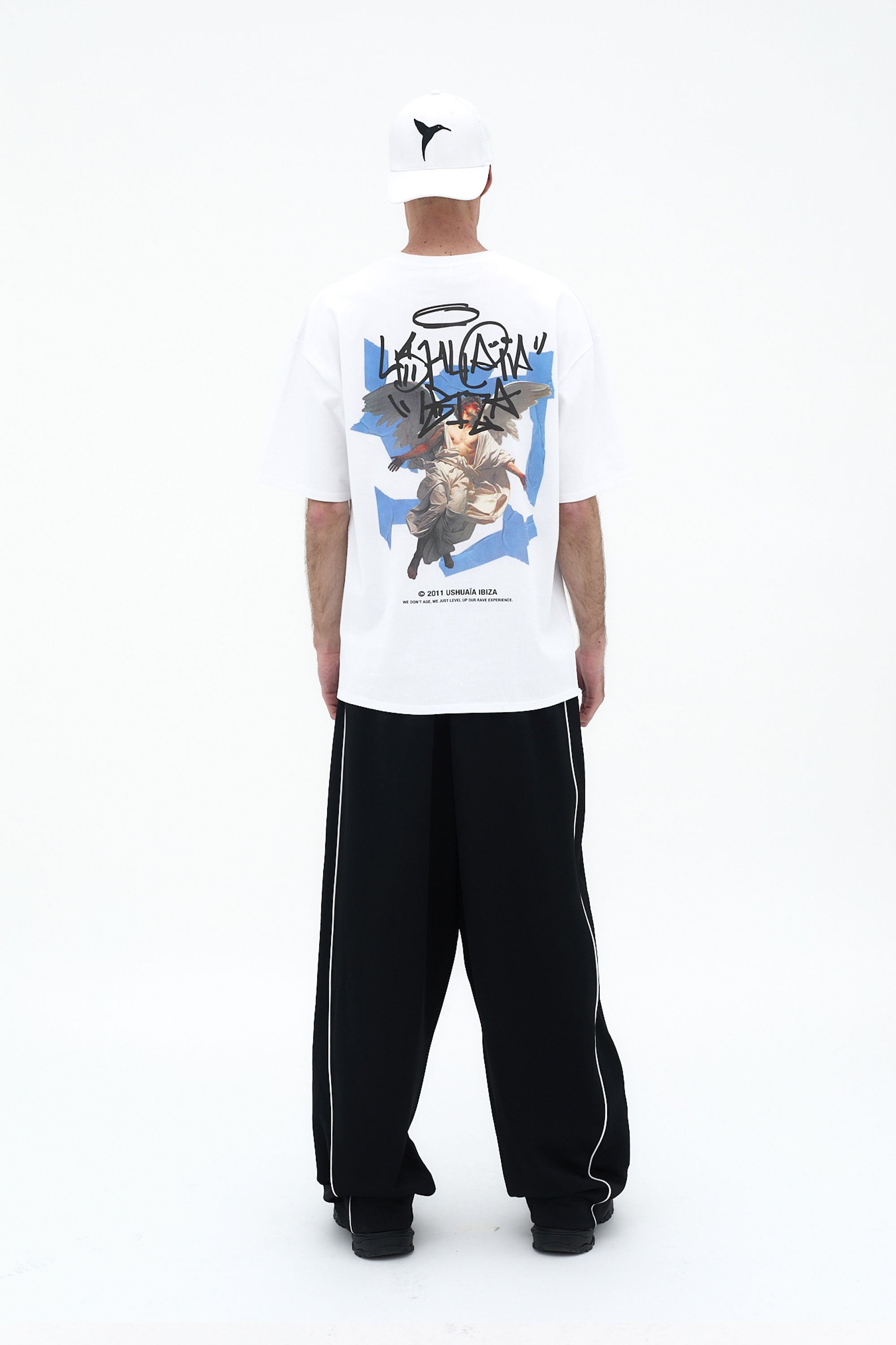 camiseta oversize hombre algodón silicon wash logo ushuaïa delantero y espalda ibiza
