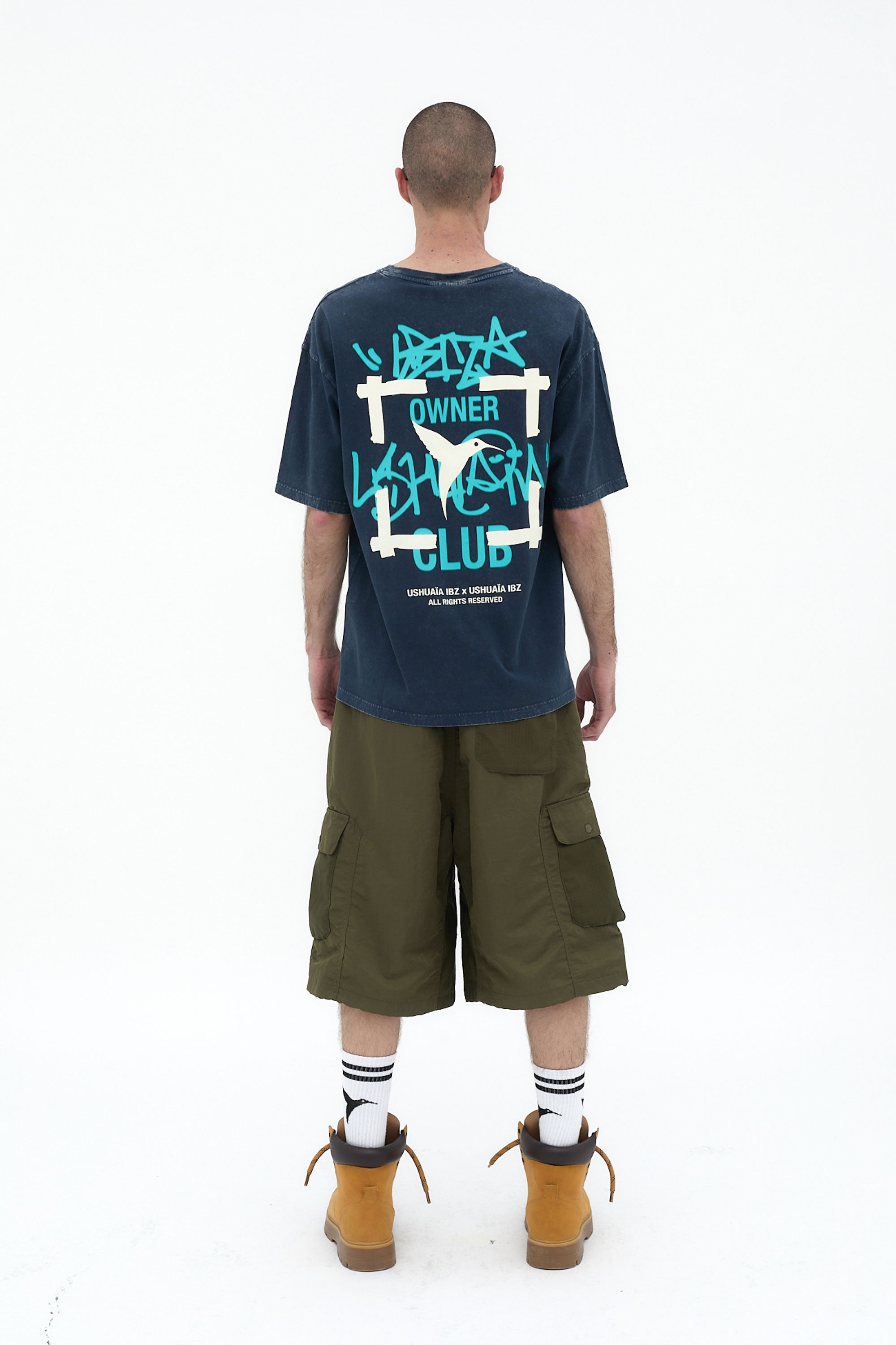 camiseta oversize hombre logo espalda algodón snow finish