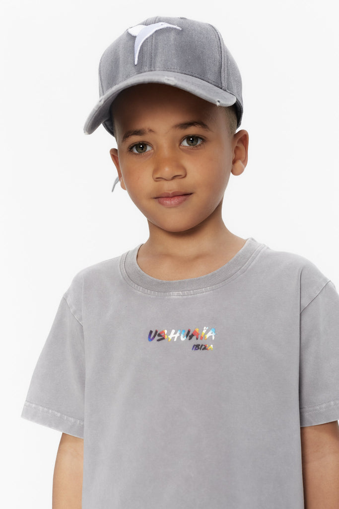 Round neck t-shirt with short sleeves washed with a fade out effect. Contrast combined print detail on the front and back.COMPOSITION:94% Cotton 6% Elastane