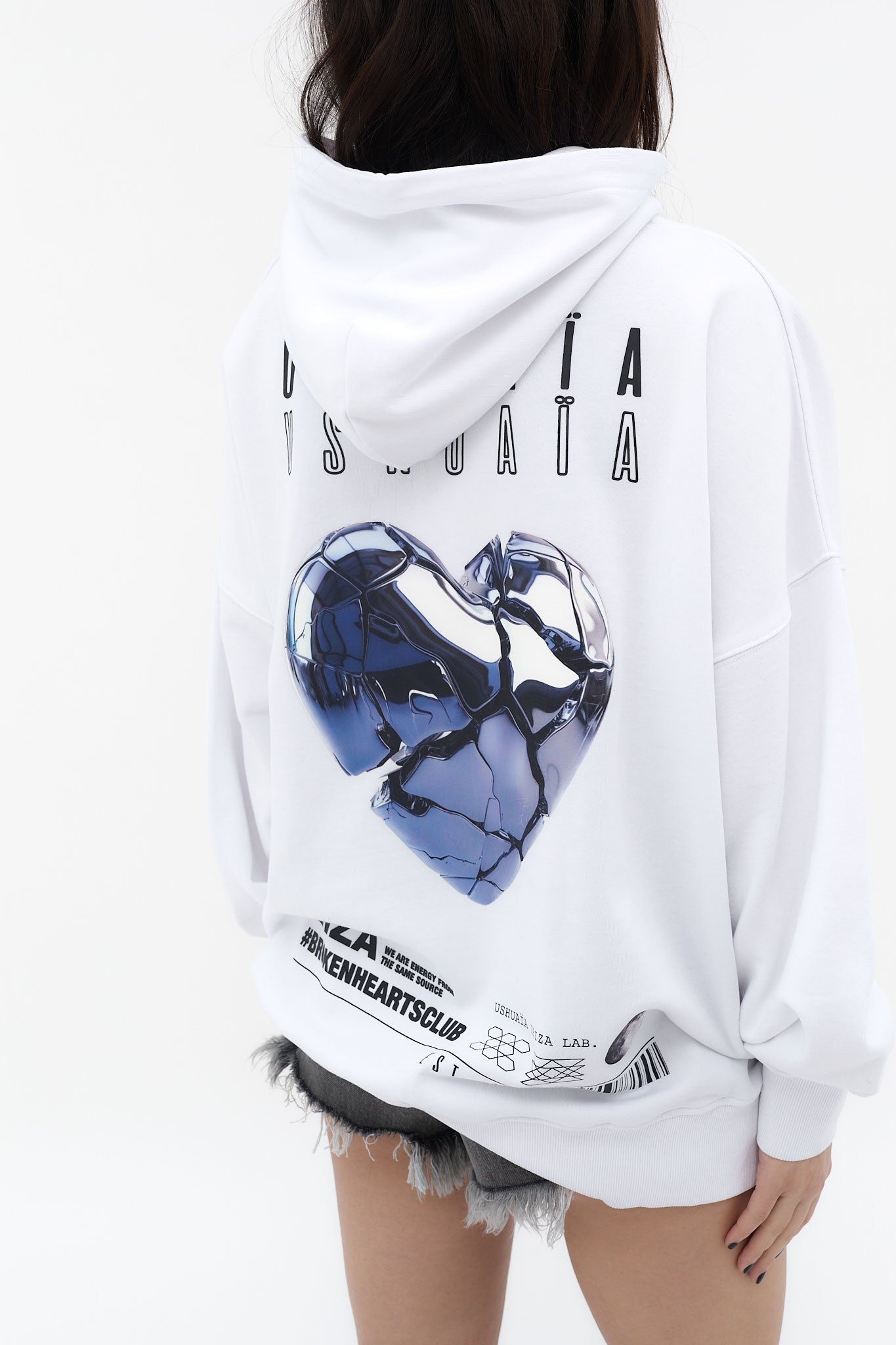 sudadera mujer algodón french terry soft wash logo ushuaïa delantero y espalda ibiza