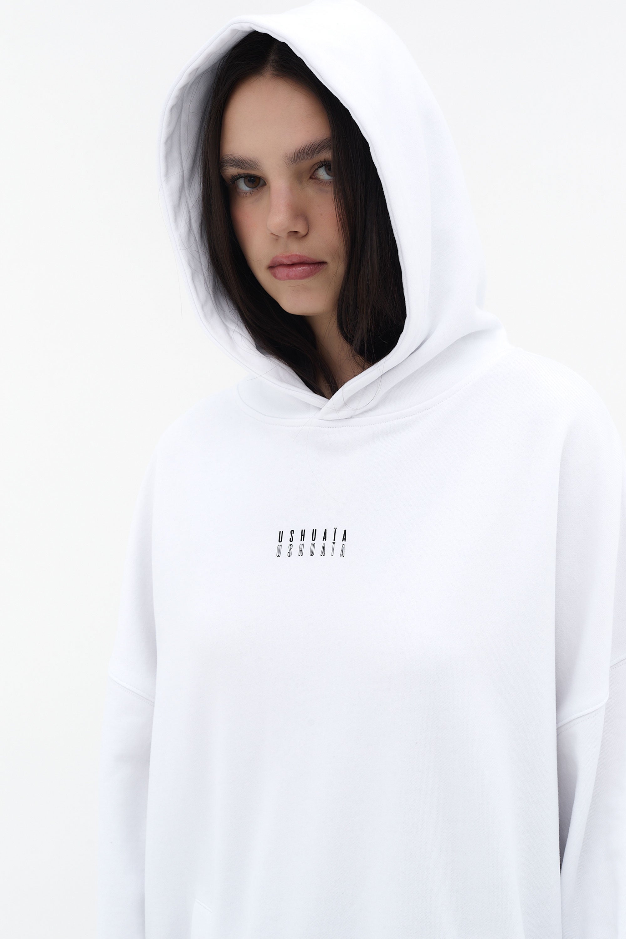 sudadera mujer algodón french terry soft wash logo ushuaïa delantero y espalda ibiza