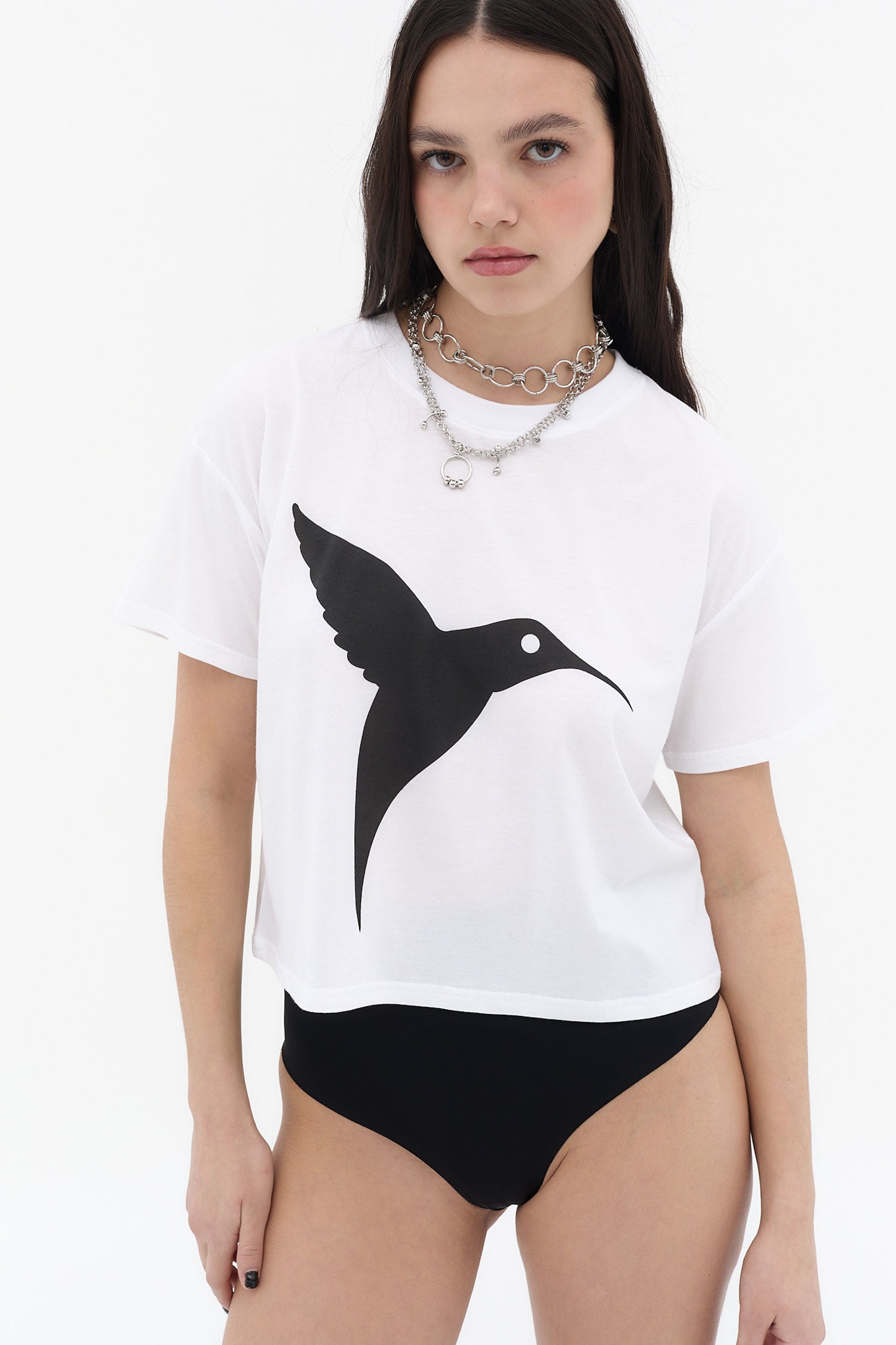camiseta mujer algodón modal soft wash regular fit logo ushuaïa delantero y espalda