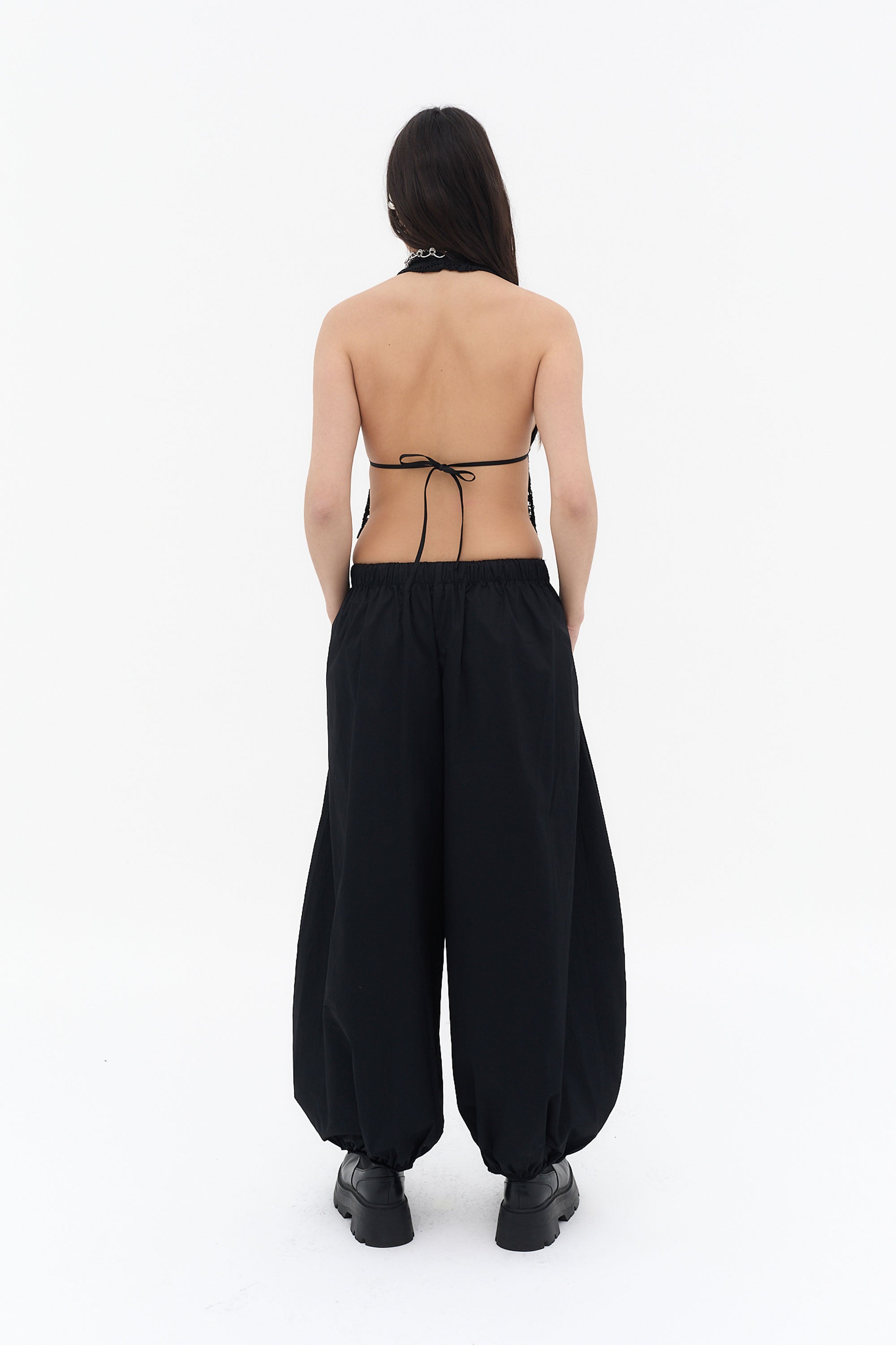 top halter mujer negro escote