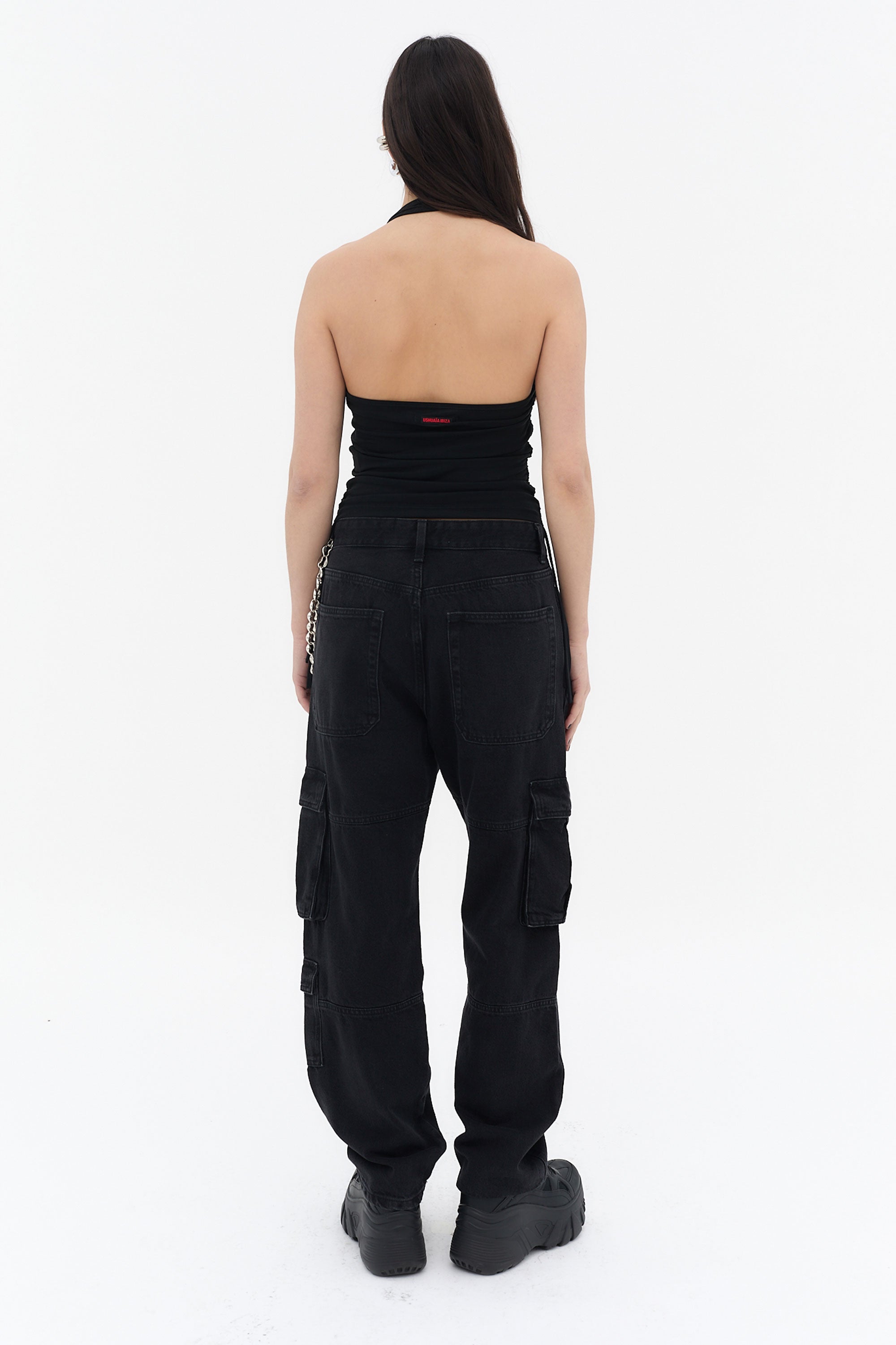 camiseta tirantes mujer negra grafico frontal