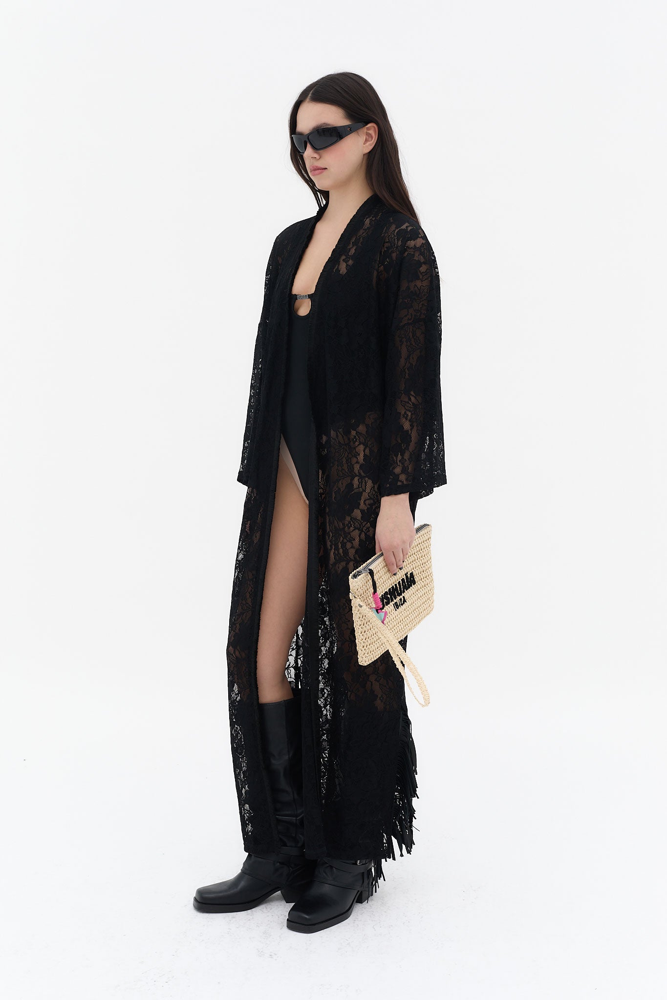 kaftan largo encaje negro mujer ushuaia