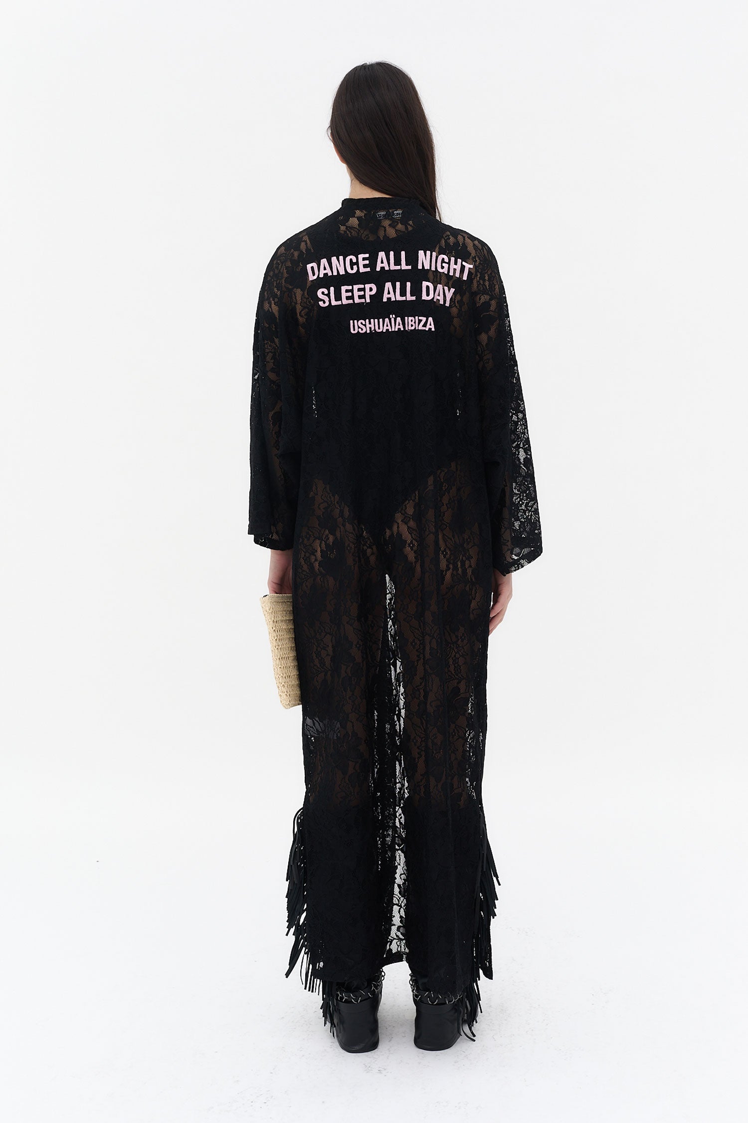 kaftan largo encaje negro mujer ushuaia