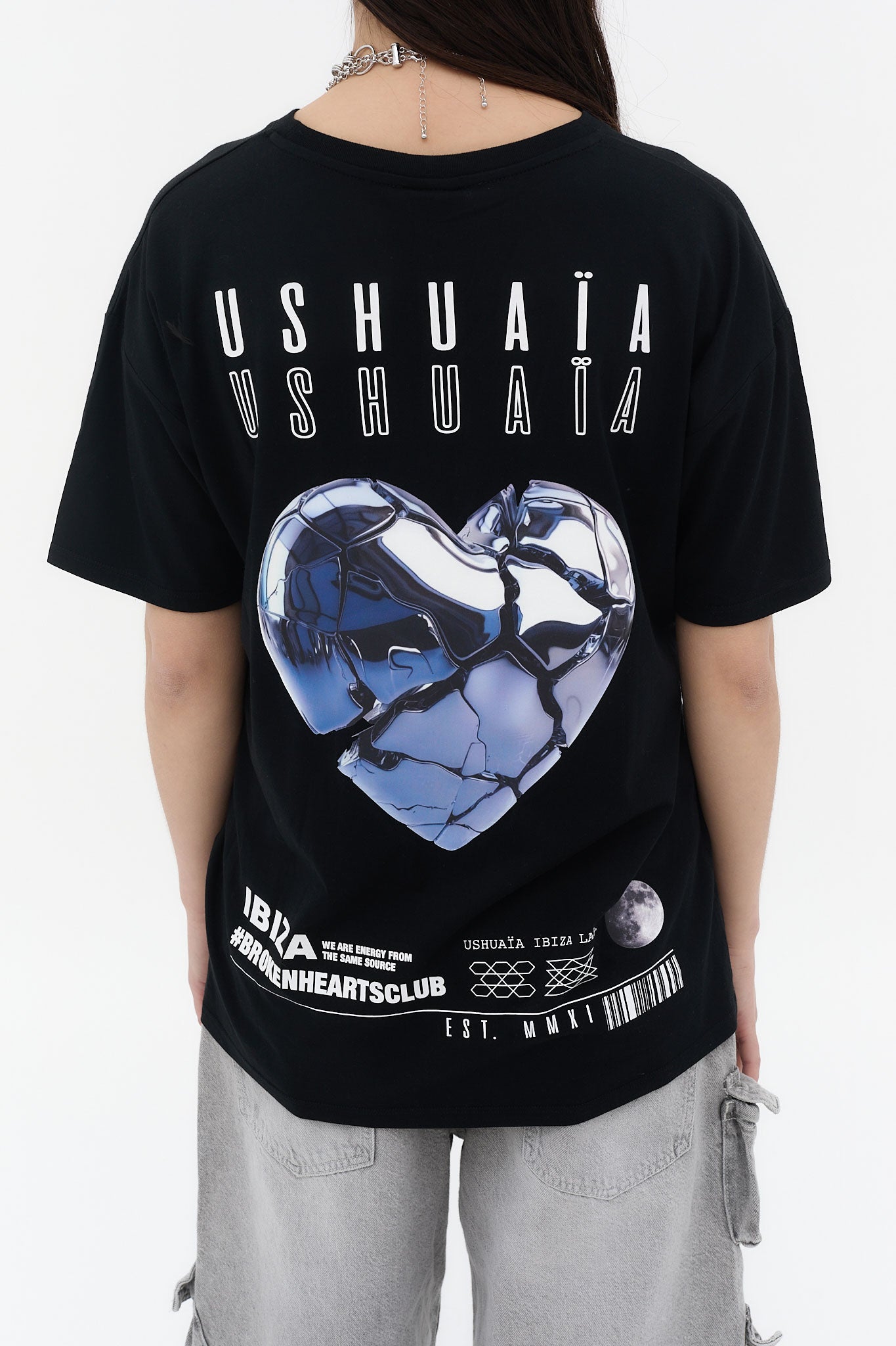 camiseta regular mujer algodón modal soft wash logo ushuaïa delantero y espalda ibiza