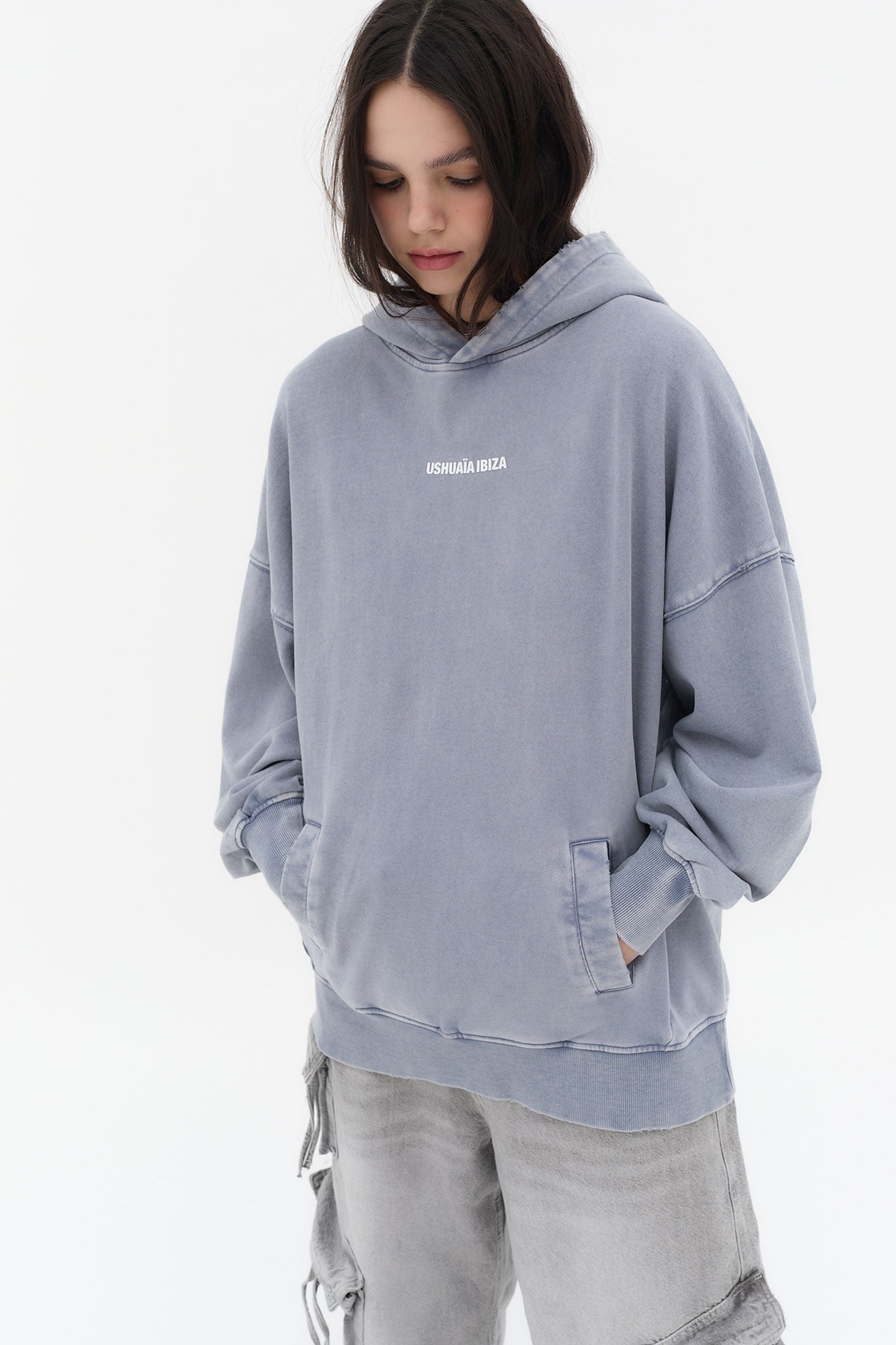 sudadera mujer algodón french terry acid wash detalles scrape ushuaïa ibiza