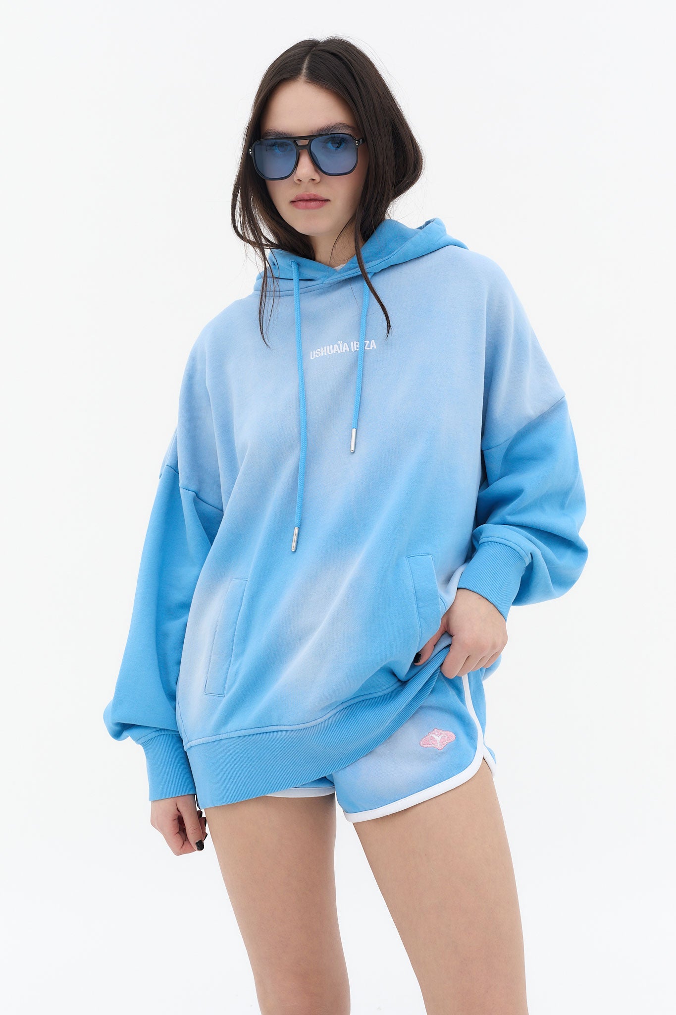 sudadera oversize mujer algodón french terry acid wash spray ushuaïa ibiza