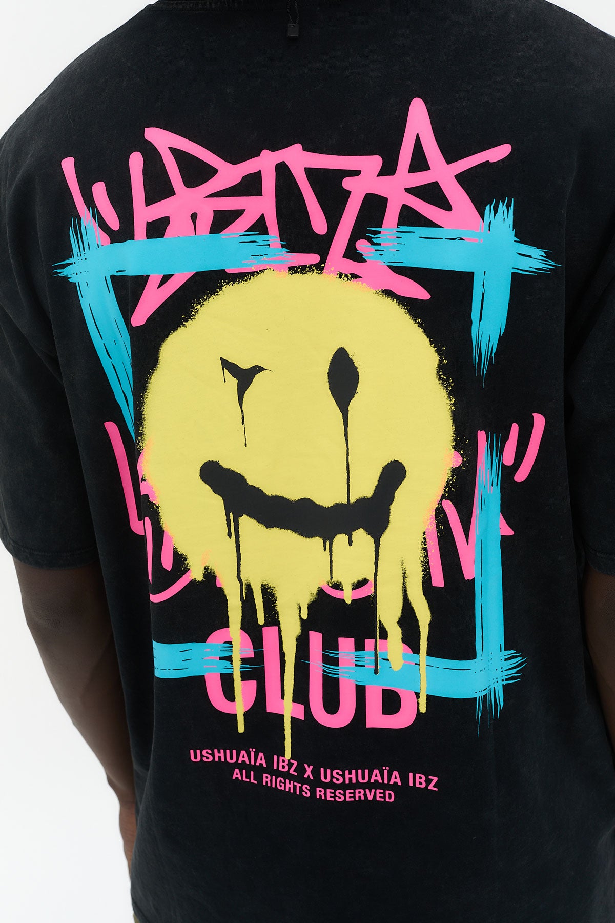 camiseta oversize hombre algodón silicon wash logo ushuaïa delantero y espalda ibiza