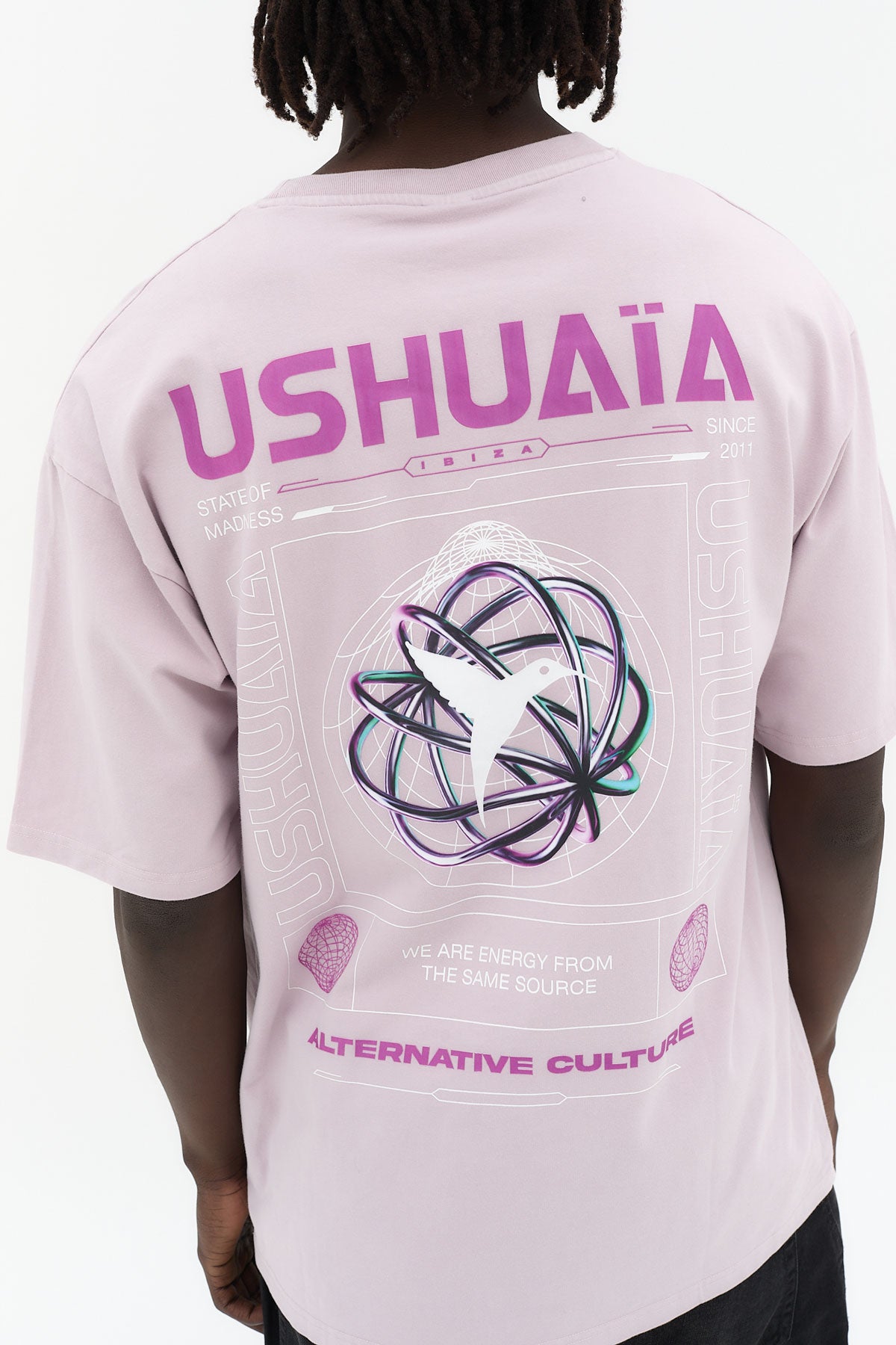 camiseta oversize hombre algodón elastano acid wash logo ushuaïa
