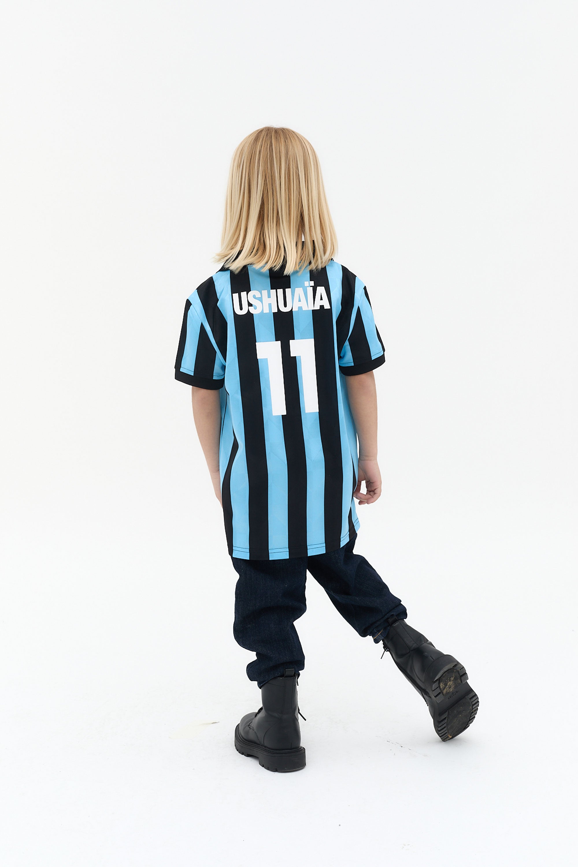 camiseta football niño jacquard rayas logo ushuaïa
