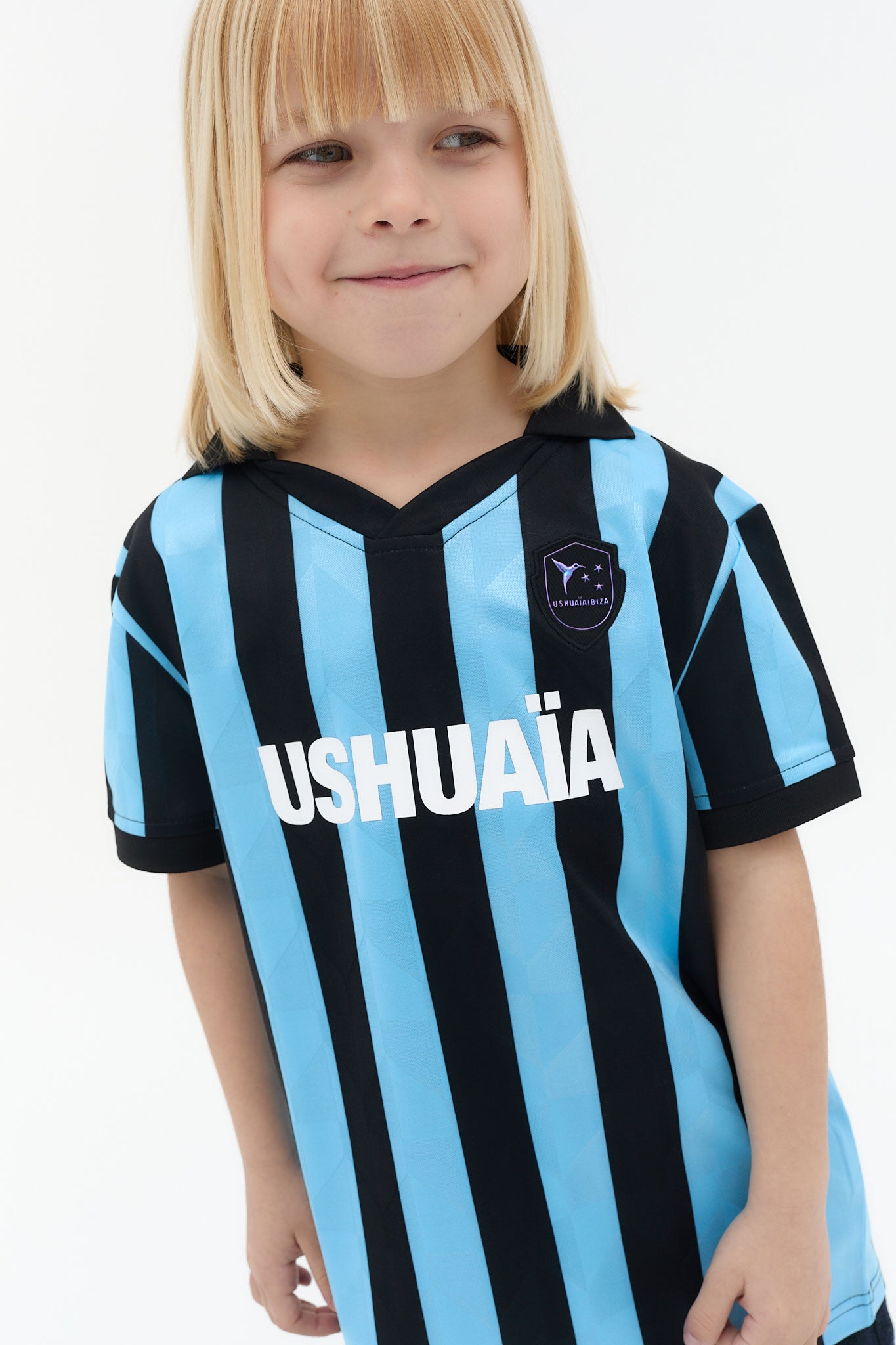 camiseta football niño jacquard rayas logo ushuaïa