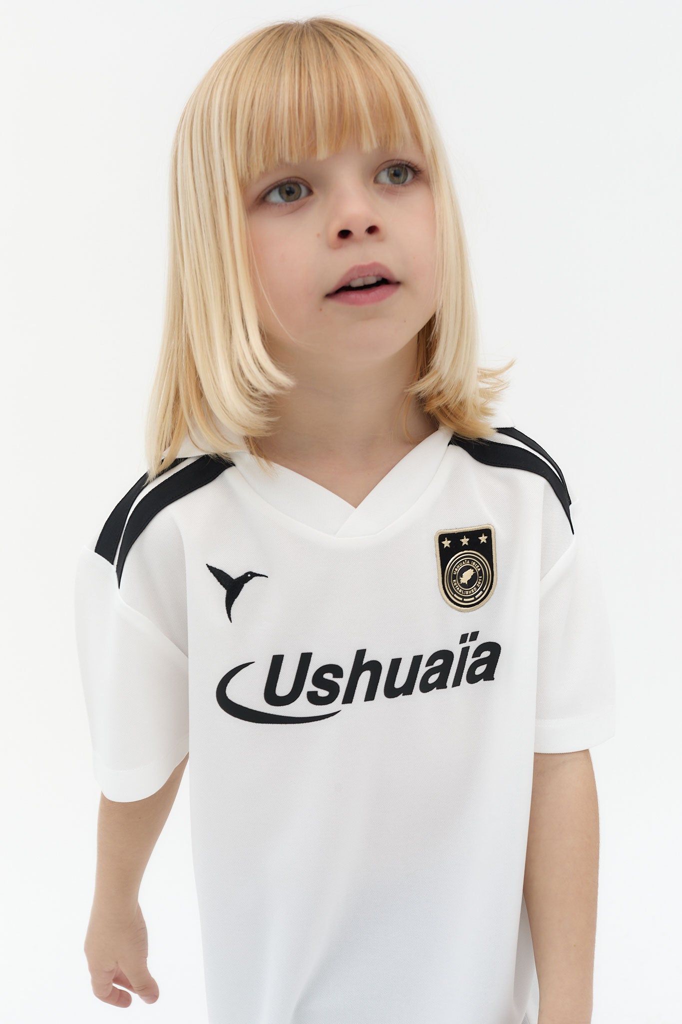 camiseta football niño jacquard rayas logo ushuaïa