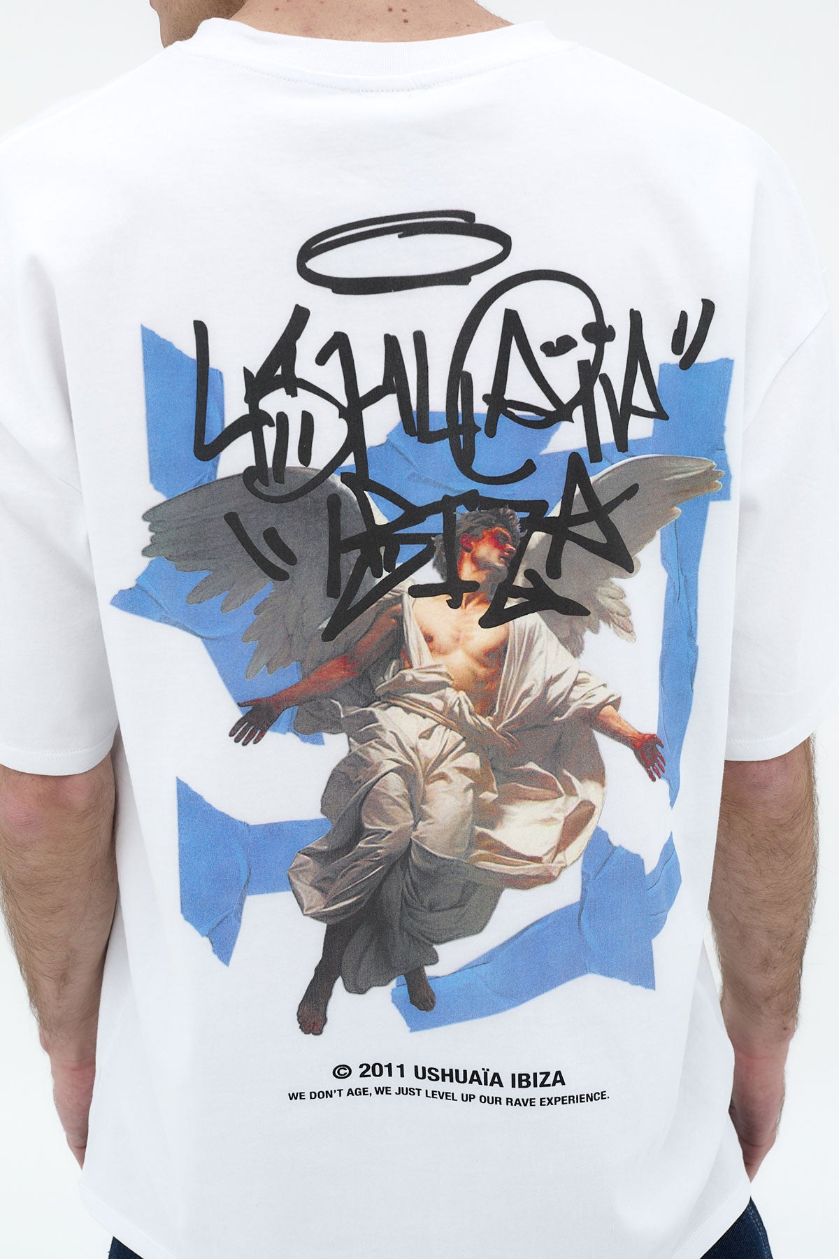 camiseta oversize hombre algodón silicon wash logo ushuaïa delantero y espalda ibiza