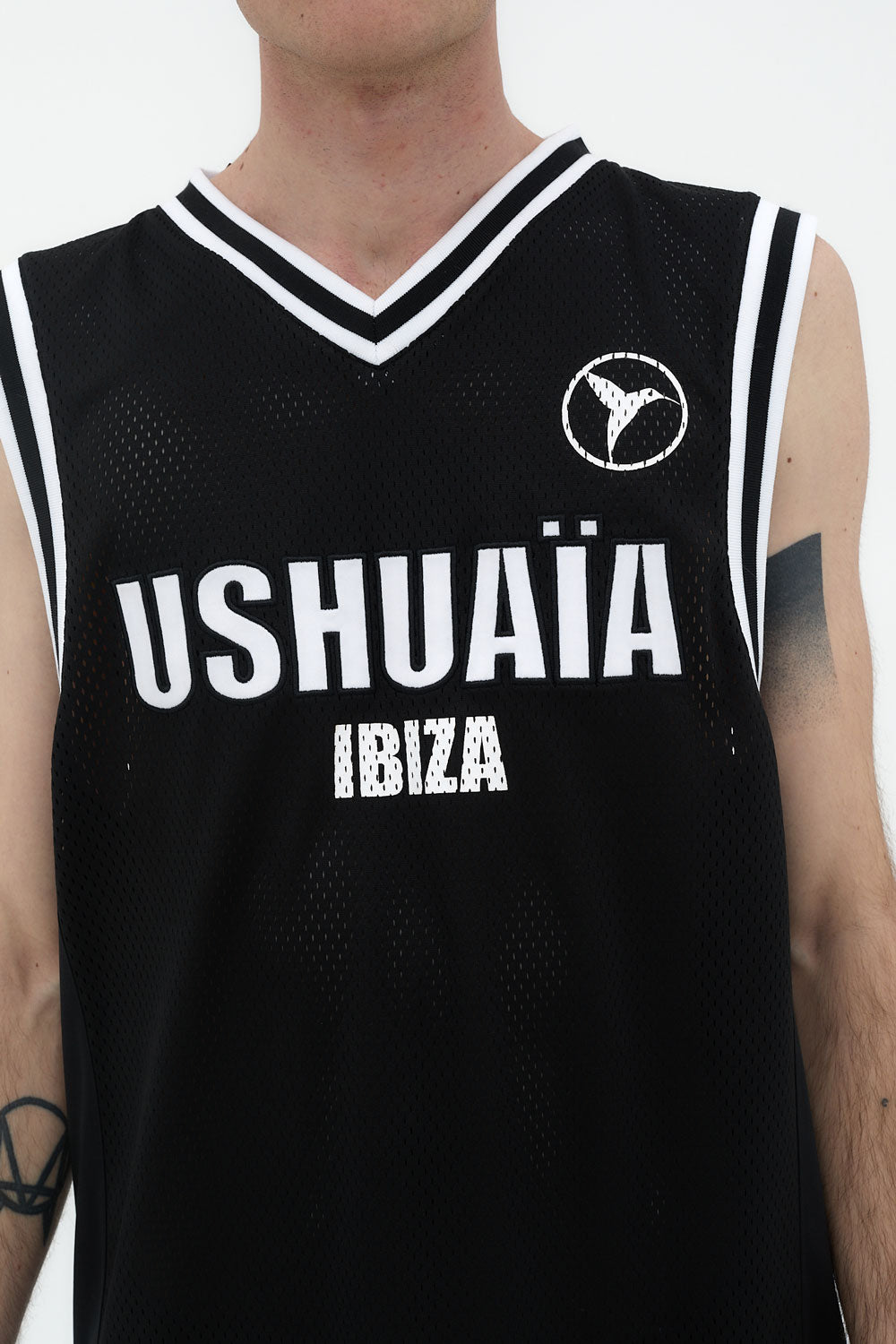 camiseta sin mangas hombre poliéster mesh logo ushuaïa delantero y espalda ibiza