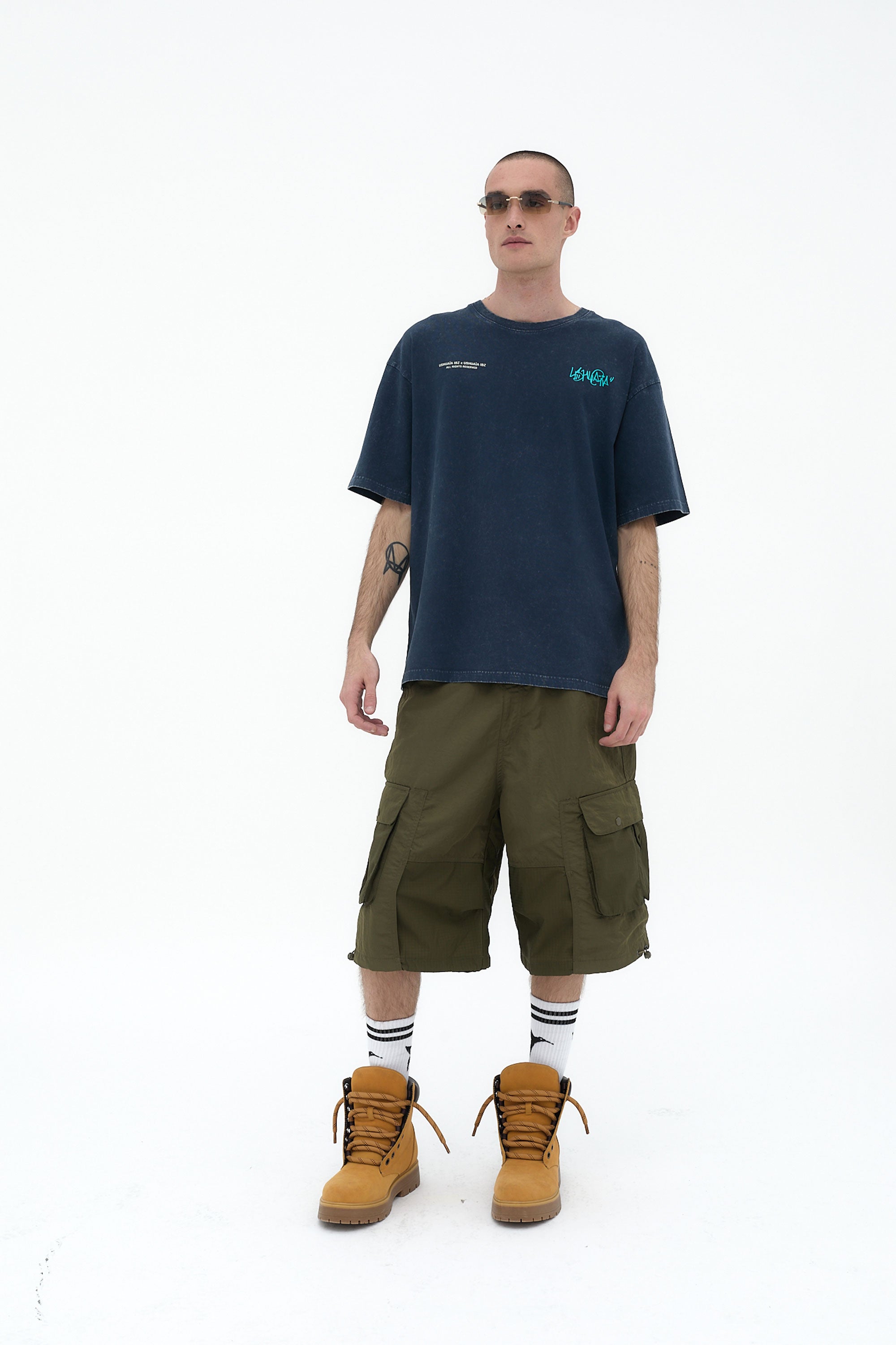 camiseta oversize hombre logo espalda algodón snow finish
