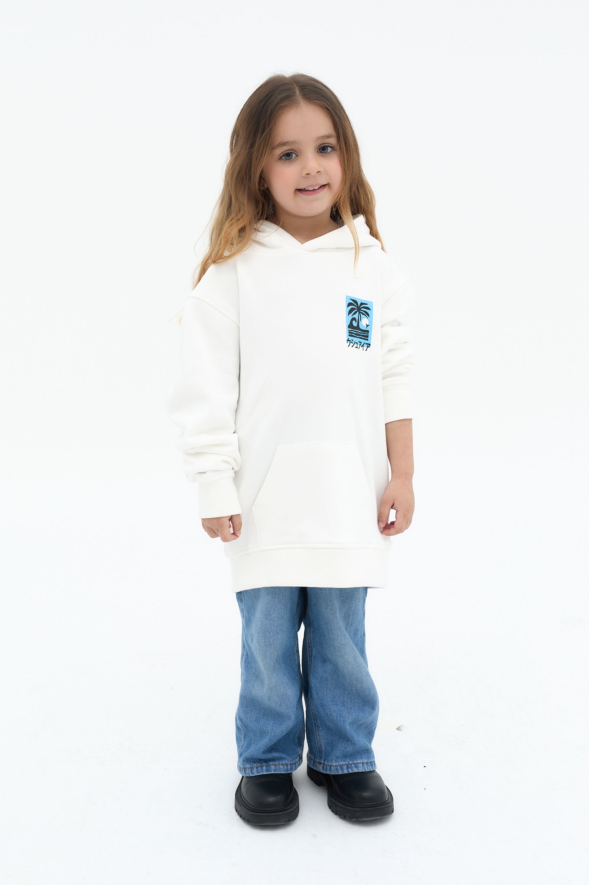 sudadera niño algodón french terry capucha logo ushuaïa