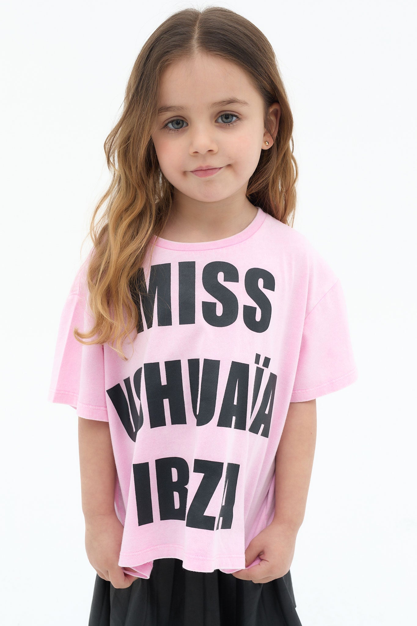 camiseta niña rosa miss ushuaia ibiza