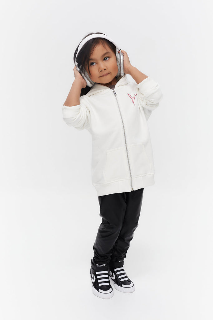 Washed zip-up hoodie with peach effect. Contrast combined print detail on front and back. Ribbed finishes.
 