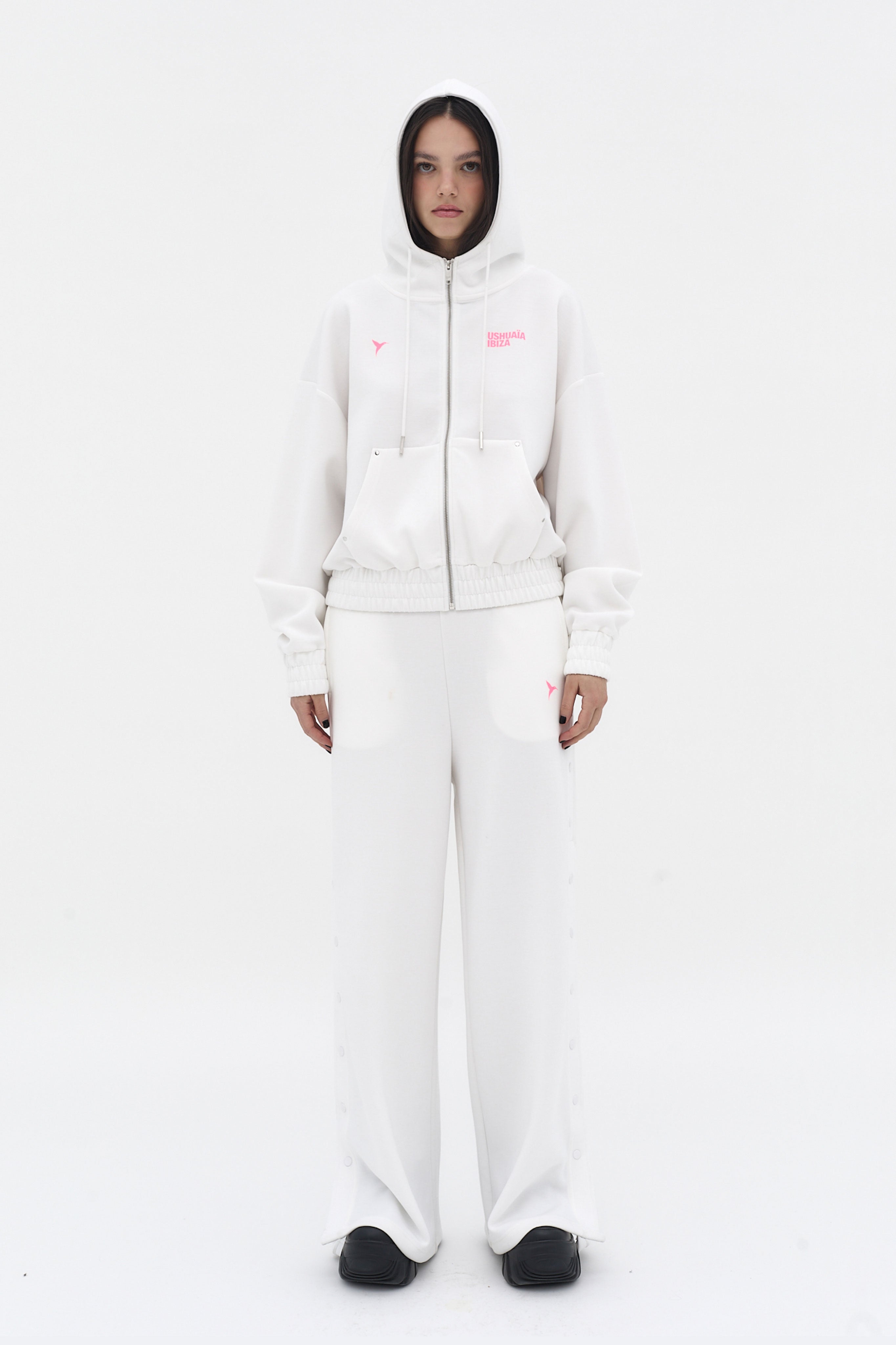 pantalon jogger mujer blanco botones laterales